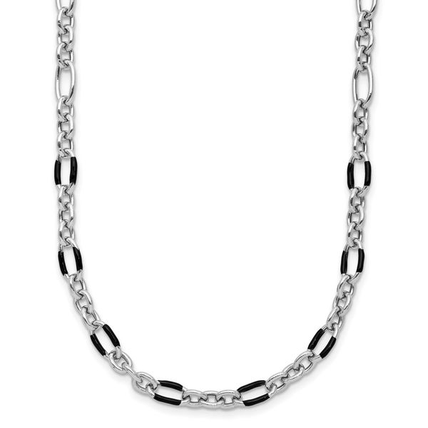 Leslie's Sterling Silver Rhodium-plated w/Enamel Link w/2in ext. Necklace Morin Jewelers Southbridge, MA