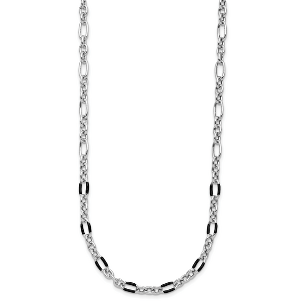 Leslie's Sterling Silver Rhodium-plated w/Enamel Link w/2in ext. Necklace Image 2 Z's Fine Jewelry Peoria, AZ