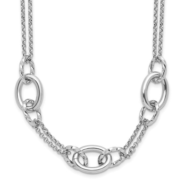 Leslie's Sterling Silver Rhodium-plated Fancy Link with 2in ext. Necklace Jewelry Design Studio Jensen Beach, FL