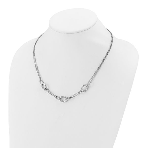 Leslie's Sterling Silver Rhodium-plated Fancy Link with 2in ext. Necklace Image 3 James Douglas Jewelers LLC Monroeville, PA