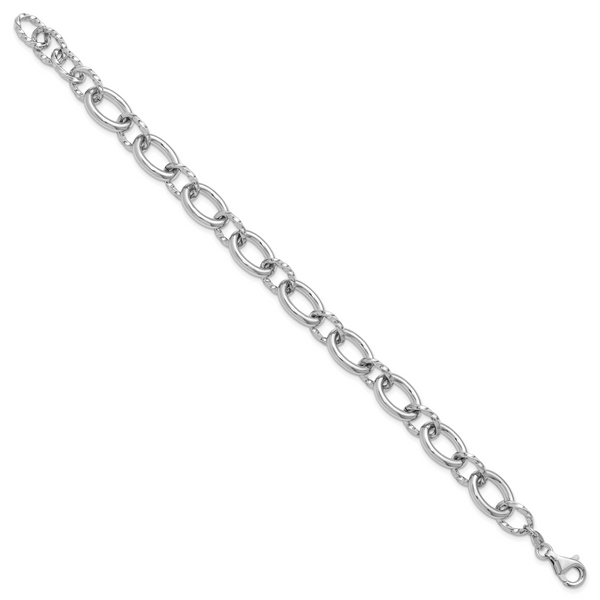 Leslie's Sterling Silver Rhodium-plated Fancy Link with 1in ext. Bracelet Image 2 Spath Jewelers Bartow, FL