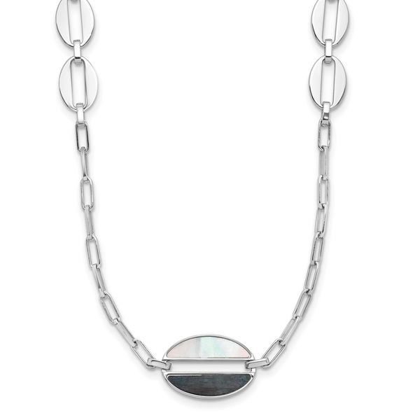 Leslie's Sterling Silver Rhodium-plated Black and White MOP Necklace Trenton Jewelers Ltd. Trenton, MI