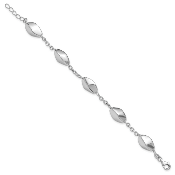 Leslie's Sterling Silver Rhodium-plated Polished with .75in ext. Bracelet Image 2 H. Brandt Jewelers Natick, MA