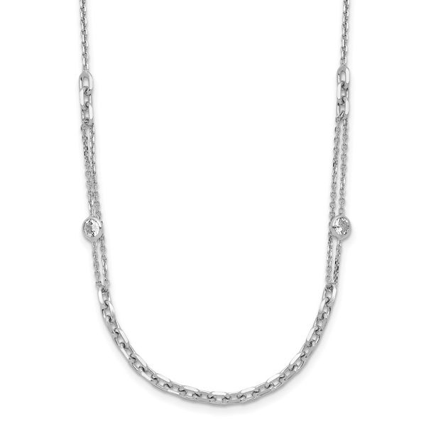 Leslie's Sterling Silver Rhodium-plated CZ with 2in ext. Necklace Selman's Jewelers-Gemologist McComb, MS