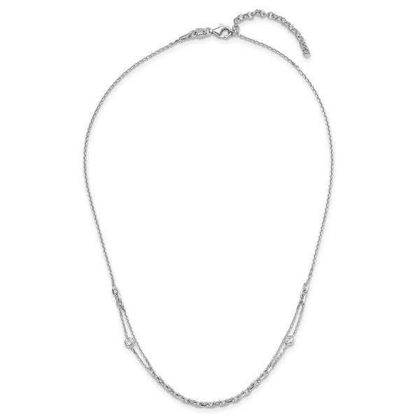 Leslie's Sterling Silver Rhodium-plated CZ with 2in ext. Necklace Image 4 Selman's Jewelers-Gemologist McComb, MS