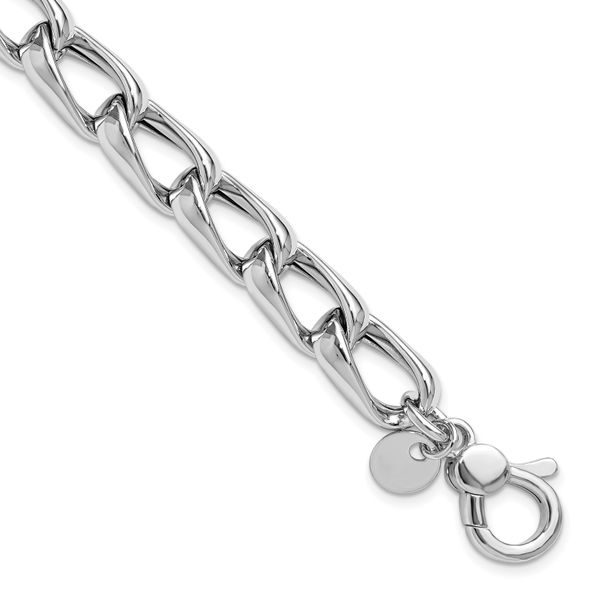Leslie's SS RH-plated Polished Fancy Link w/.5in ext. Bracelet Priddy Jewelers Elizabethtown, KY