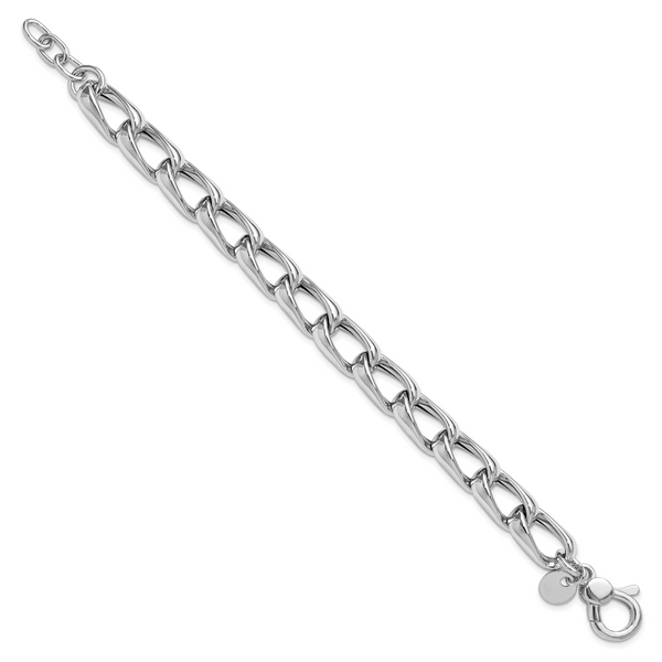 Leslie's SS RH-plated Polished Fancy Link w/.5in ext. Bracelet Image 2 Priddy Jewelers Elizabethtown, KY