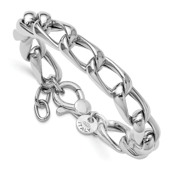 Leslie's SS RH-plated Polished Fancy Link w/.5in ext. Bracelet Image 3 Priddy Jewelers Elizabethtown, KY