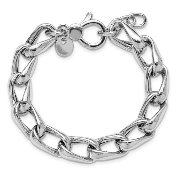 Leslie's SS RH-plated Polished Fancy Link w/.5in ext. Bracelet Image 4 Priddy Jewelers Elizabethtown, KY