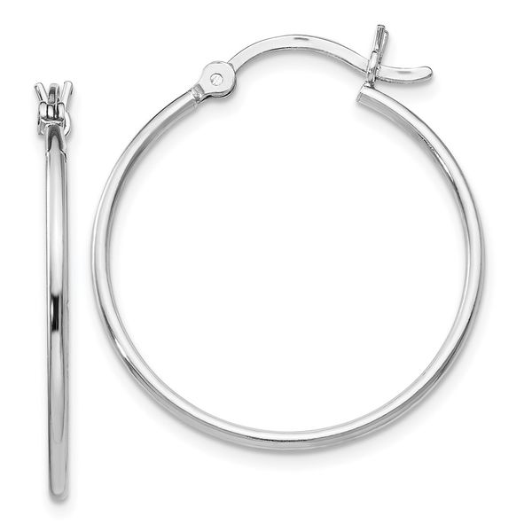 Leslie's Sterling Silver Rhodium-plated Polished Hinged Hoop Earrings The Hills Jewelry LLC Worthington, OH