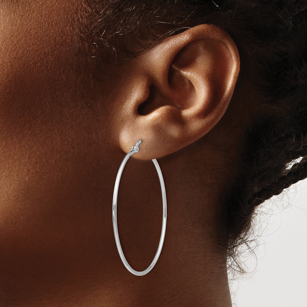 Leslie's Sterling Silver Rhodium-plated Polished Hinged Hoop Earrings -  Getzow Jewelers