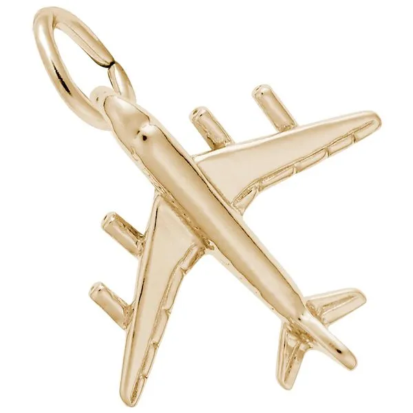 Yellow Gold 3D Airplane Pendant Necklace