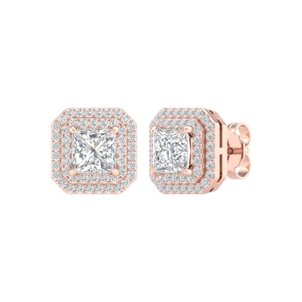 Double Halo Earring (Princess) Cellini Design Jewelers Orange, CT