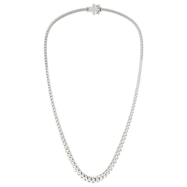 14K White Gold Round Diamond 3 Prong Straight Line Riviera Necklace –  joshlevkoff