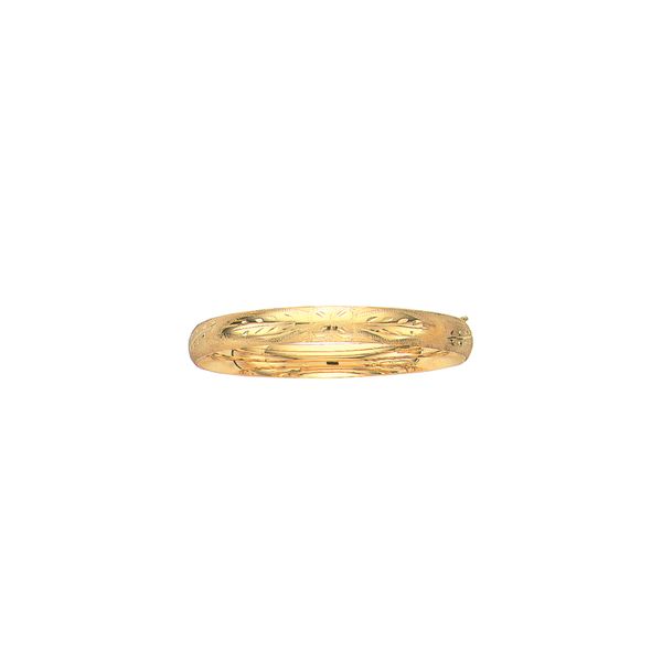 14K Gold 8mm Floral Design Bangle Comstock Jewelers Edmonds, WA