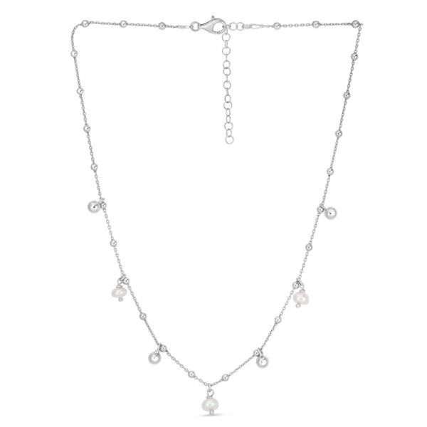 Silver Pearl Station Charm Necklace Carroll / Ochs Jewelers Monroe, MI