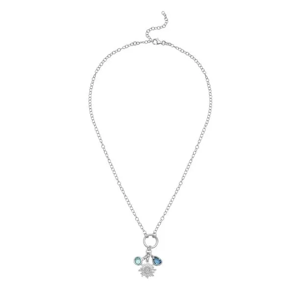 Silver Sunflower CZ Charm Necklace