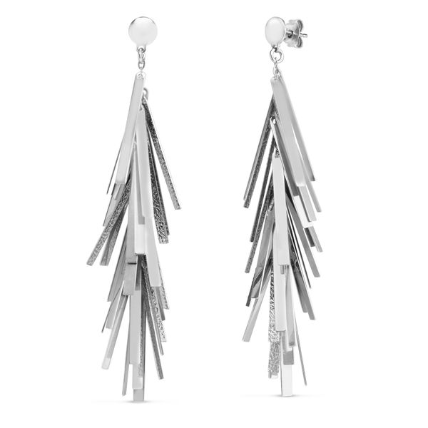 Silver Long Bar Fringe Earrings Carroll / Ochs Jewelers Monroe, MI