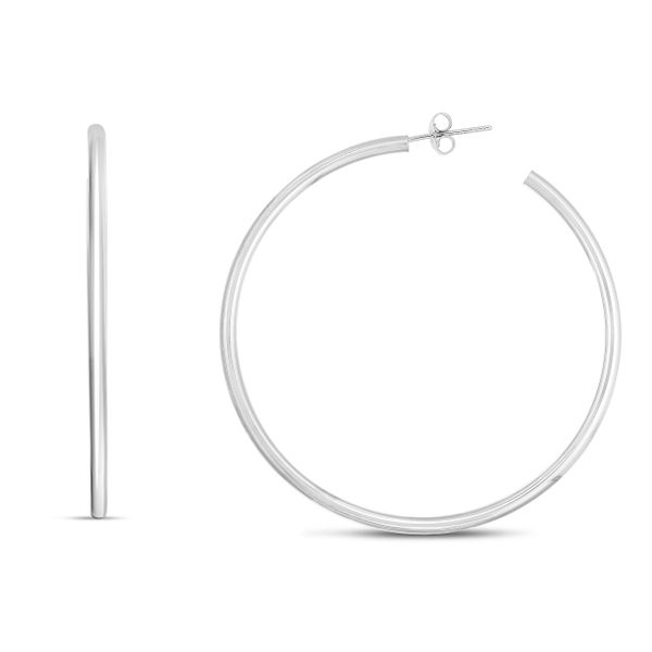 Silver 65mm Round Tube C Hoops Rick's Jewelers California, MD