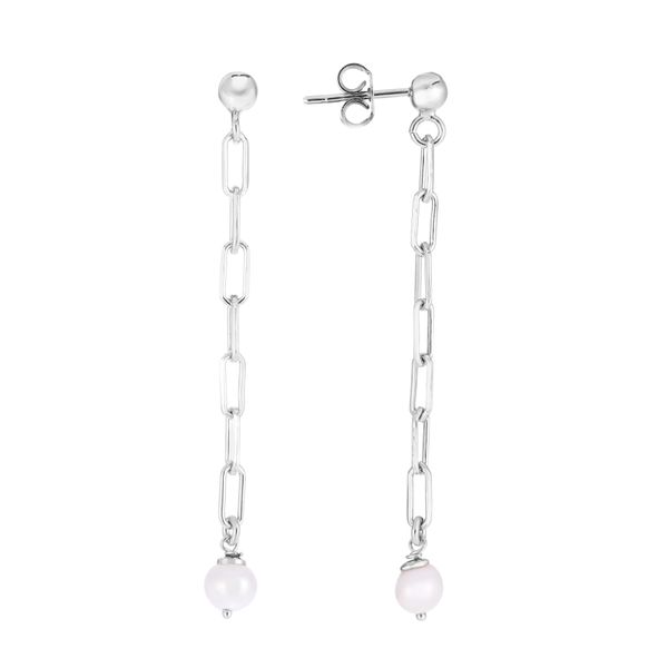 Silver Pearl Chain Straight Drop Earrings Young Jewelers Jasper, AL