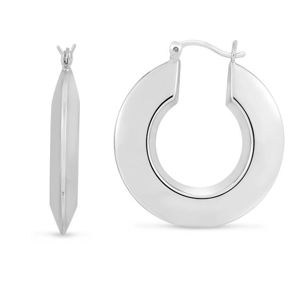 Silver Large Puffed Round Hoops Lester Martin Dresher, PA