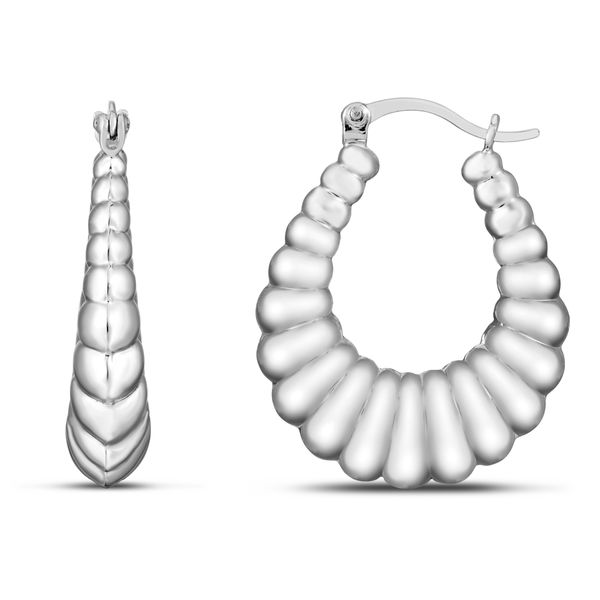 Silver Graduated Ribbed Hoops Ask Design Jewelers Olean, NY