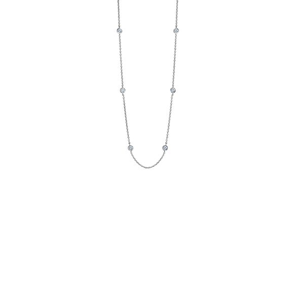 Sterling Silver Rhodium Plated Diamond Station Necklace - Larc Jewelers