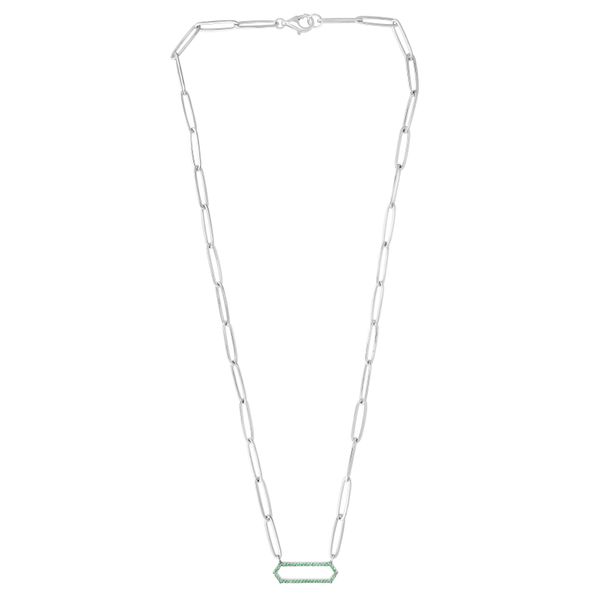 Silver Green CZ Paperclip Necklace Karen's Jewelers Oak Ridge, TN