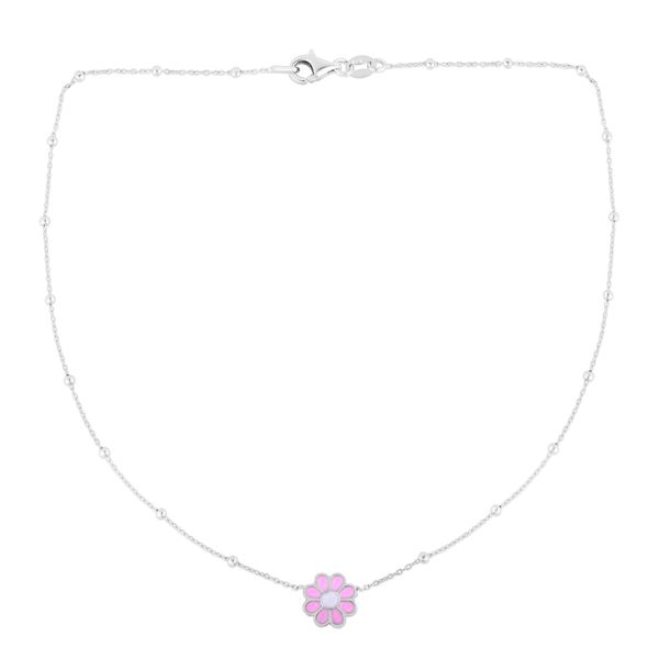 Silver Enamel Pink Flower Necklace Grogan Jewelers Florence, AL