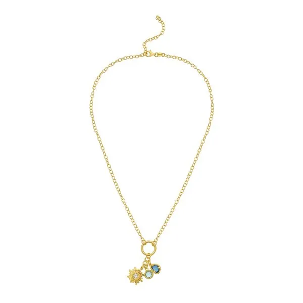 Gold Over Silver Sunflower CZ Charm Necklace