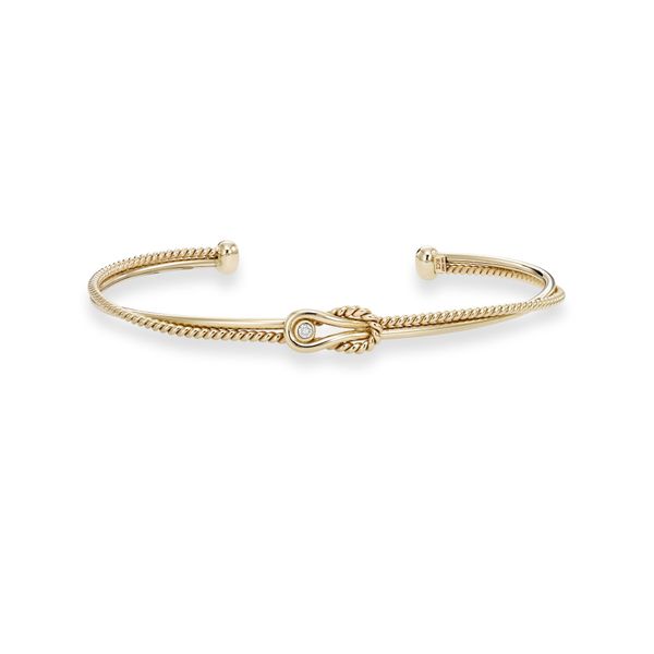 14K Gold Italian Cable L'Infinito Diamond Knot Cuff Scirto's Jewelry Lockport, NY