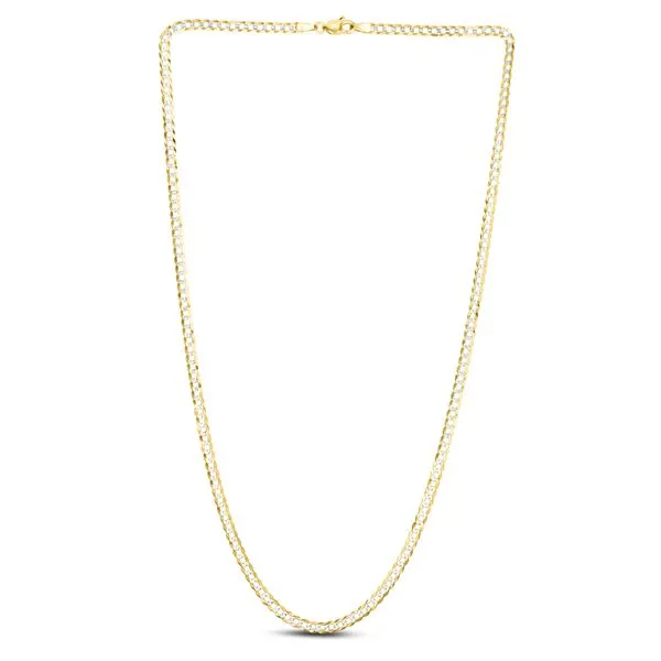 Royal Chain 14K Gold 3.2mm White Pave Curb Chain CPC080-24