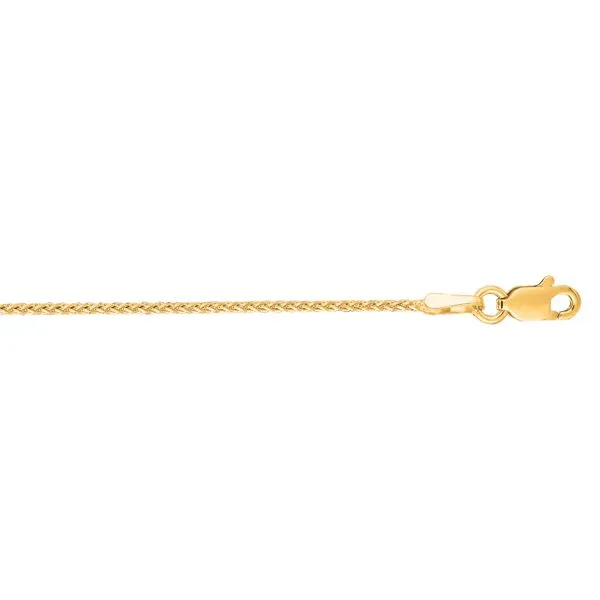 14K Gold 1.1mm Diamond Cut Round Wheat Chain