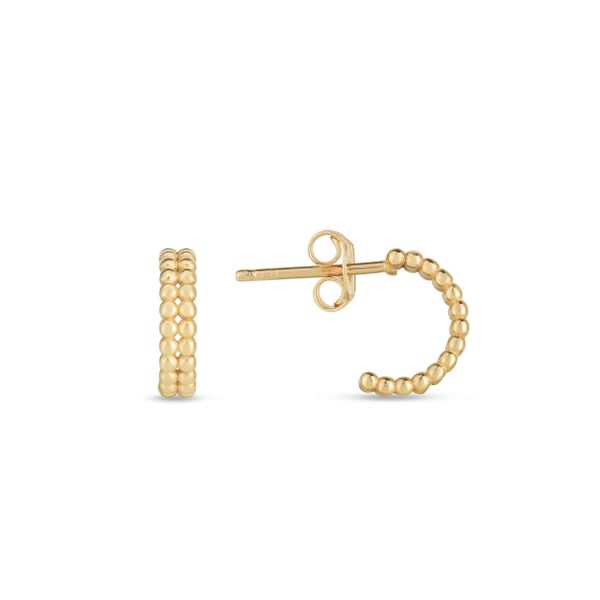 14K Gold Double Row Mini Popcorn Earrings Palomino Jewelry Miami, FL