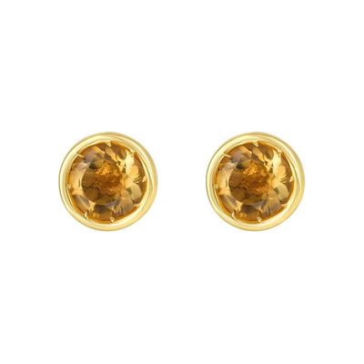 Citrine bezel studs in 14K gold