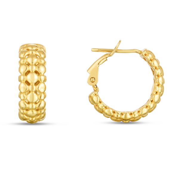 14K Gold Puffed Bead Hoops Lewis Jewelers, Inc. Ansonia, CT