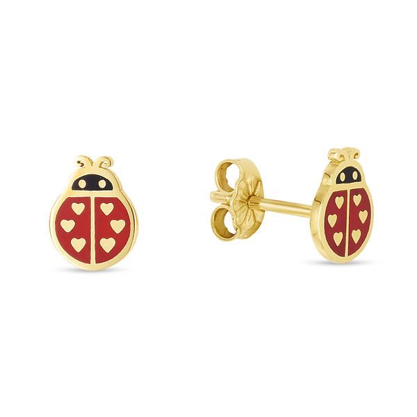 14K Gold Ladybug Enamel Earrings James Douglas Jewelers LLC Monroeville, PA