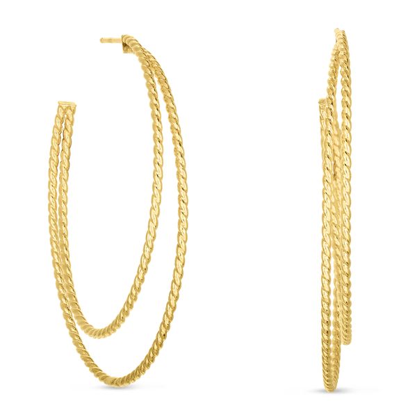 14K Gold Twisted Oval Double Row Hoop Earring Karen's Jewelers Oak Ridge, TN