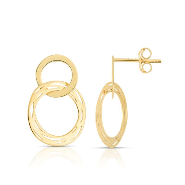 14K Drop Circle Cutout Earrings Ask Design Jewelers Olean, NY
