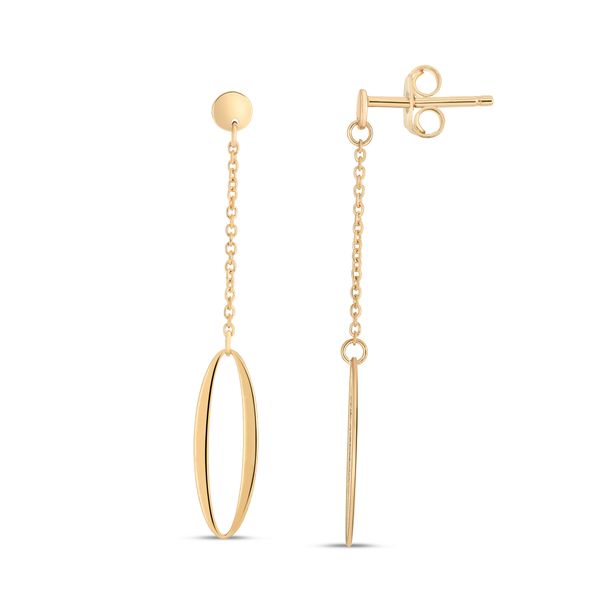 14K Oval Chain Drop Earrings Midtown Jewelers Herndon, VA