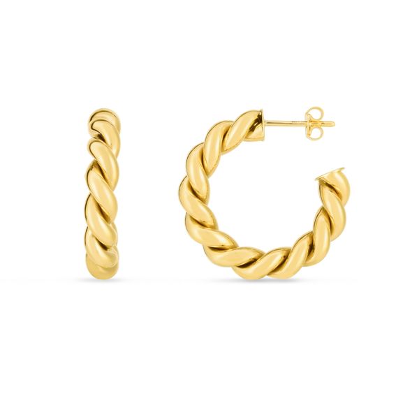 14K Gold Artisan Sculpted Hoop Earrings Mendham Jewelers Mendham, NJ