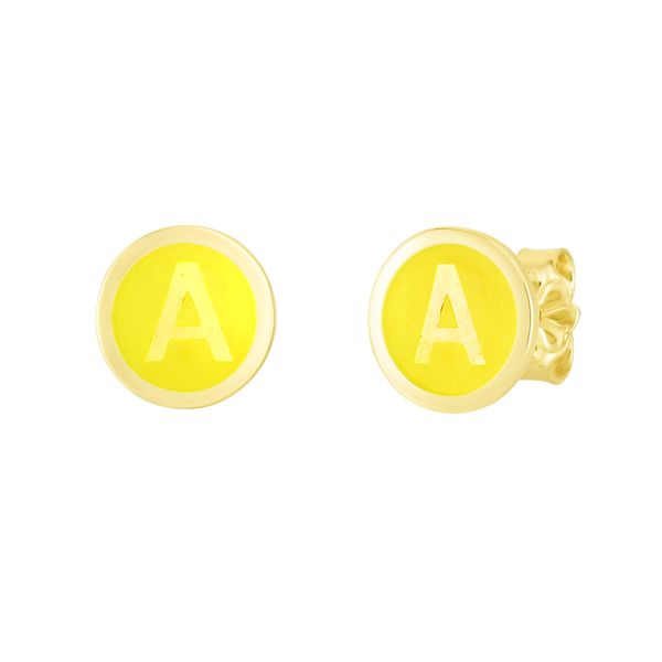 14K Yellow Enamel A Initial Studs Carroll / Ochs Jewelers Monroe, MI