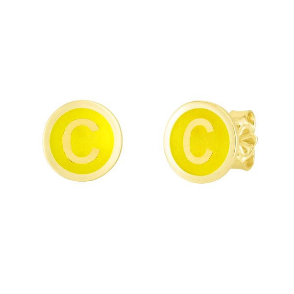 14K Yellow Enamel C Initial Studs Karen's Jewelers Oak Ridge, TN