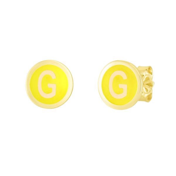 14K Yellow Enamel G Initial Studs James Douglas Jewelers LLC Monroeville, PA
