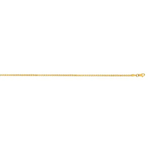 14k Yellow Gold Round Box Chain Necklace, 2.1mm