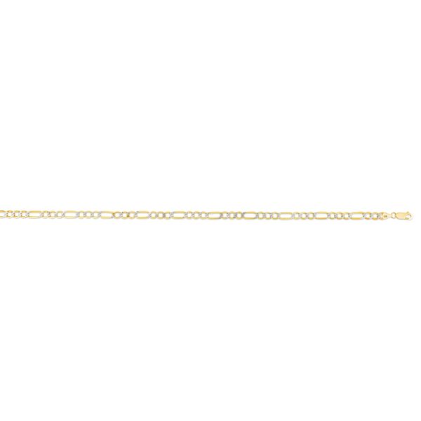 14K Gold 5.1mm Lite White Pave Figaro Chain  J. West Jewelers Round Rock, TX