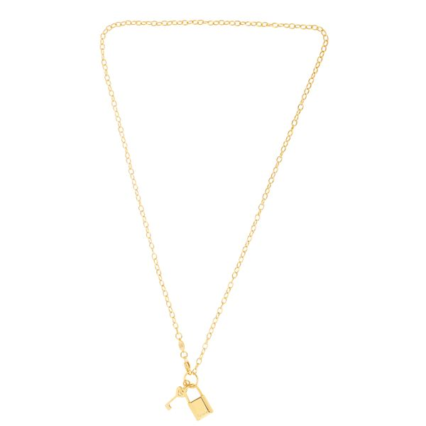14K Yellow Gold Diamond Lock & Key Necklace