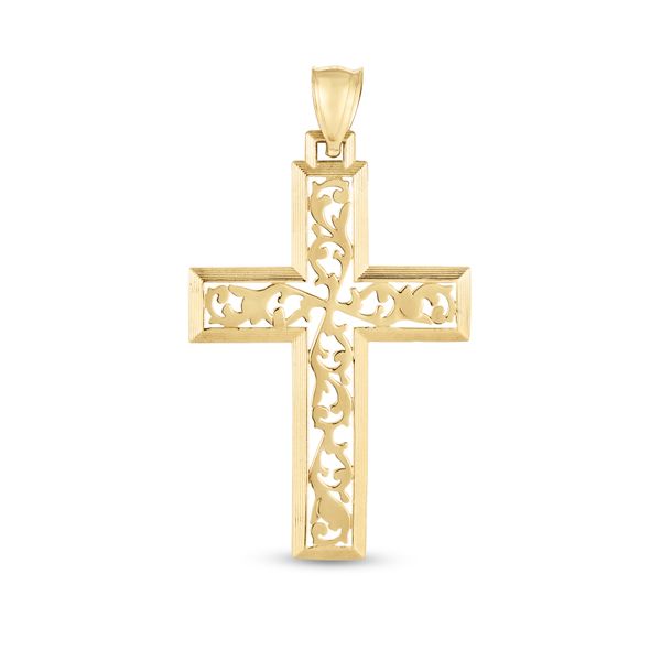 14K Gold Vine Cross Pendant John Herold Jewelers Randolph, NJ