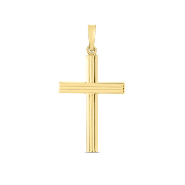 14K Gold Ribbed Cross Pendant Avitabile Fine Jewelers Hanover, MA