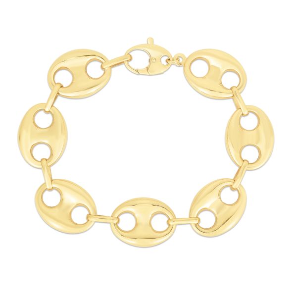 14K Gold 21mm Puffed Mariner Link Bracelet James & Williams Jewelers Berwyn, IL